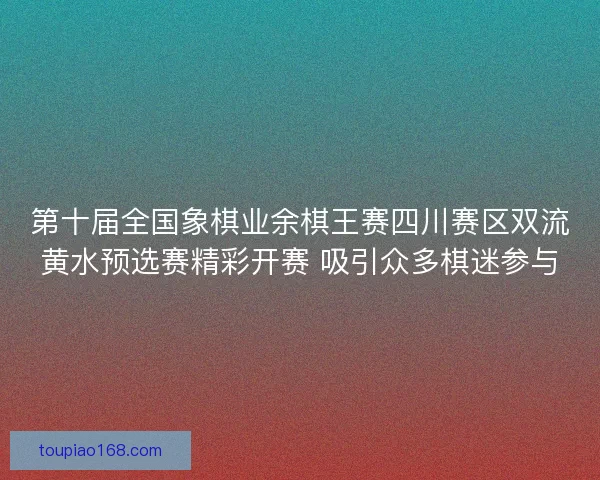 第十届全国象棋业余棋王赛四川赛区双流黄水预选赛精彩开赛 吸引众多棋迷参与
